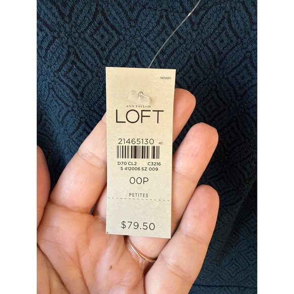 Ann Taylor Loft Petite Sleeveless Textured Blue Fit & Flare Dress Size OOP NWT - Picture 4 of 8